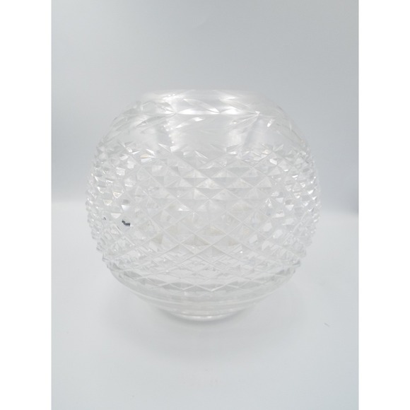 Waterford Other - #68 - Waterford Glendore Clear Crystal Diamond Cut Laurel Leaf Etched Round Vase